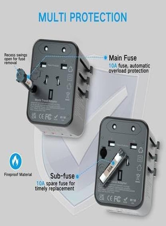 Primate Universal Travel Adapter, All-in-One Worldwide Plug, Compatible with Smartphone, Laptop, Camera, Tablet - Supports 224+ Countries (2025 Model) (Black-2) - Image 4